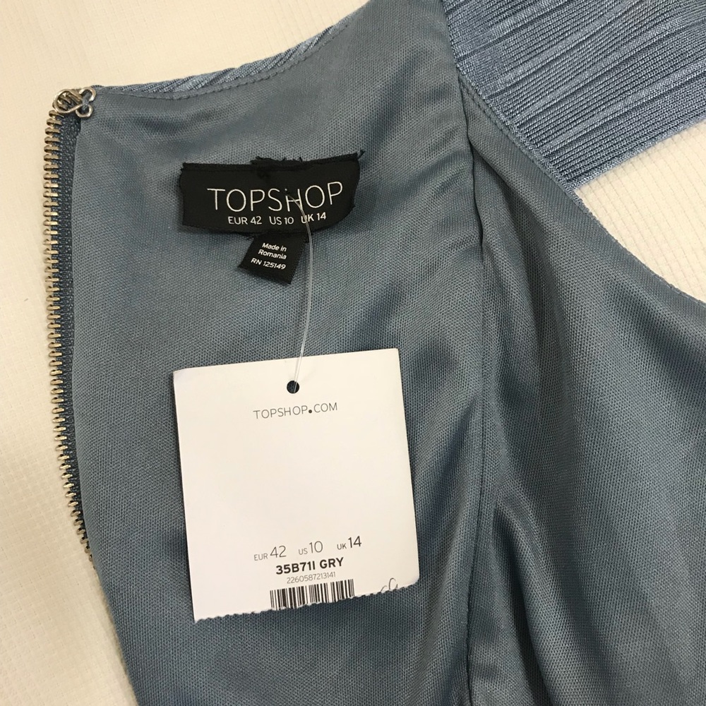 ! SOLD!!! TOPSHOP bodycon dress GRY US10 ribbed - Picture 4 of 6